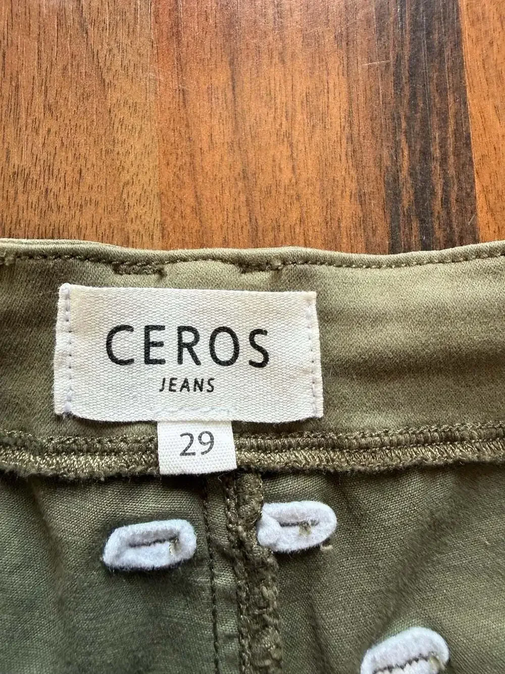 Ceros Jeans Olive Green Utility Cargo Pants with Zipper Pockets